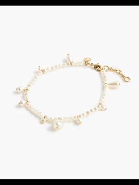 J.Crew Pearl Charm Beaded Anklet, White